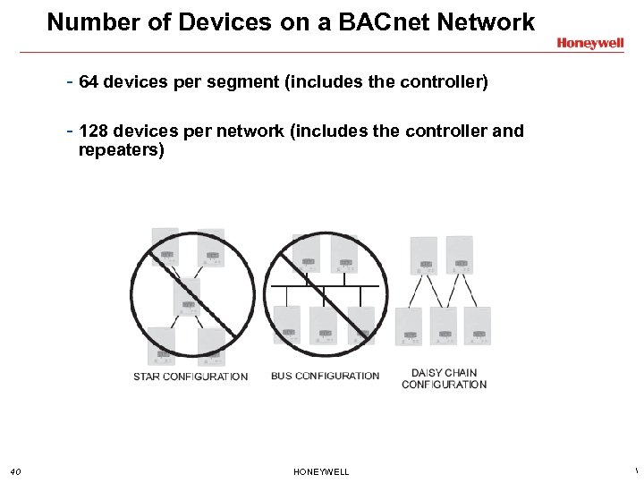 Number of Devices on a BACnet Network - 64 devices per segment (includes the
