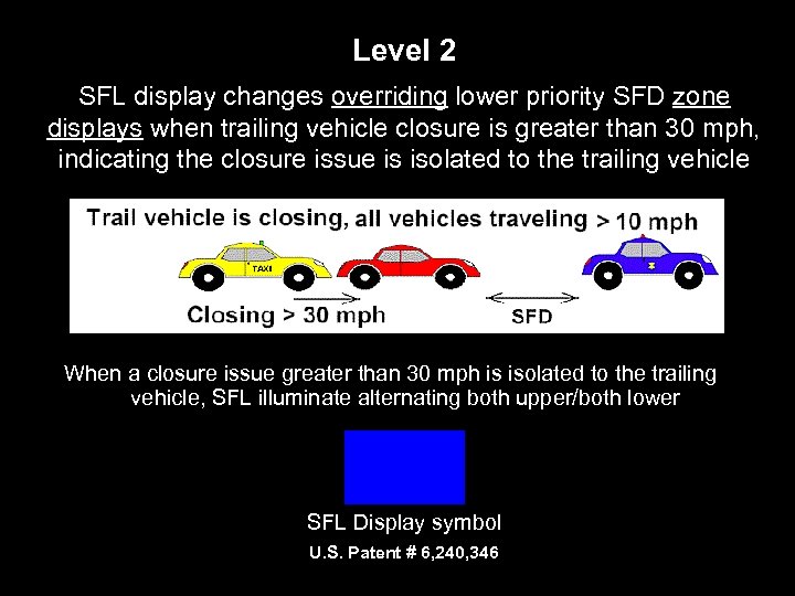 Level 2 SFL display changes overriding lower priority SFD zone displays when trailing vehicle