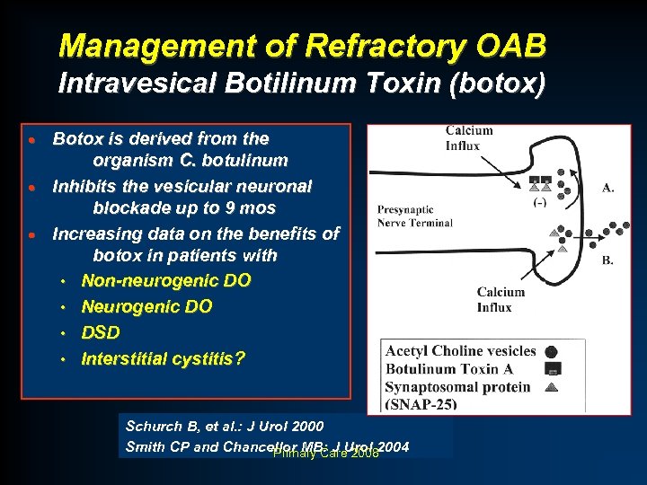 Management of Refractory OAB Intravesical Botilinum Toxin (botox) Botox is derived from the organism