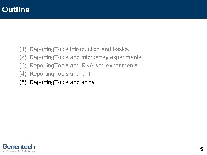Outline (1) (2) (3) (4) (5) Reporting. Tools introduction and basics Reporting. Tools and