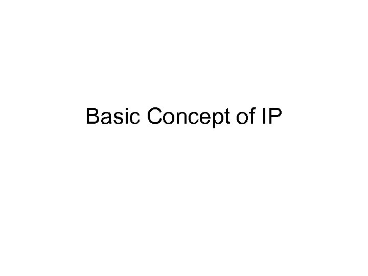 Basic Concept of IP 