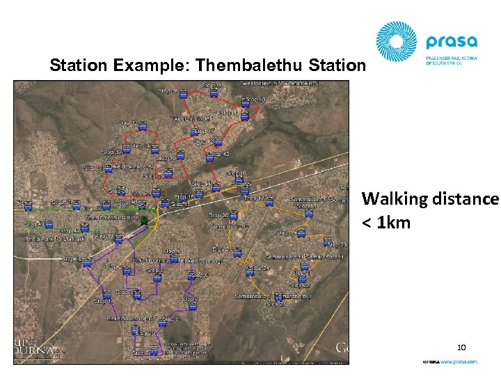 Station Example: Thembalethu Station Walking distance < 1 km 10 
