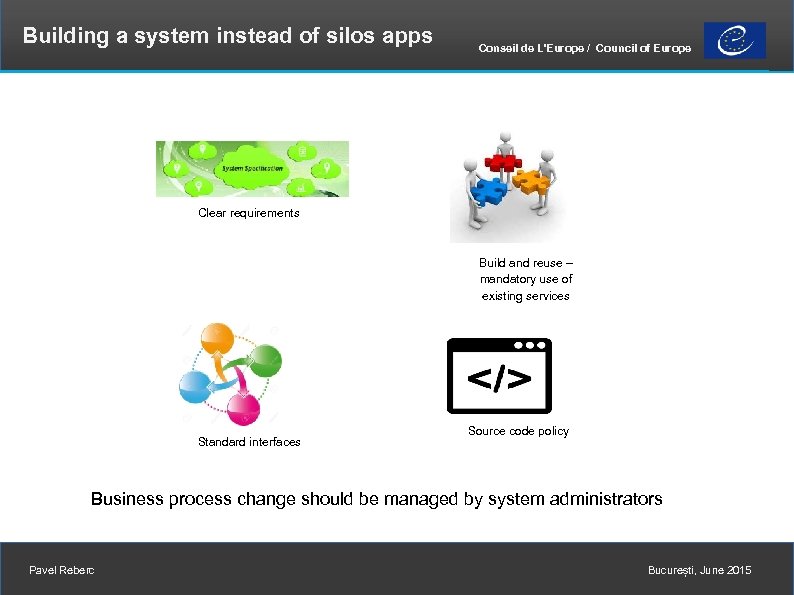 Building a system instead of silos apps Conseil de L'Europe / Council of Europe