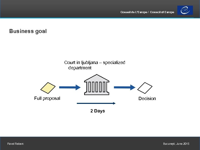 Conseil de L'Europe / Council of Europe Business goal Court in ljubljana – specialized