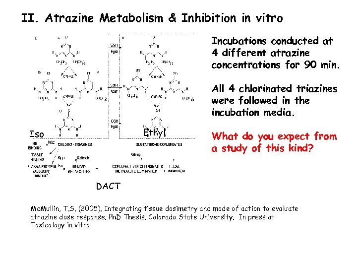 II. Atrazine Metabolism & Inhibition in vitro Incubations conducted at 4 different atrazine concentrations