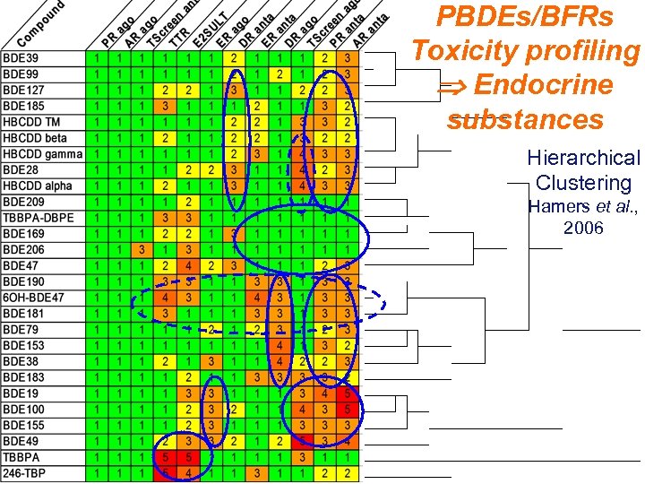 PBDEs/BFRs Toxicity profiling Endocrine substances Hierarchical Clustering Hamers et al. , 2006 
