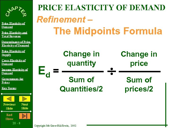 PRICE ELASTICITY OF DEMAND Price Elasticity of Demand Price Elasticity and Total Revenue Refinement