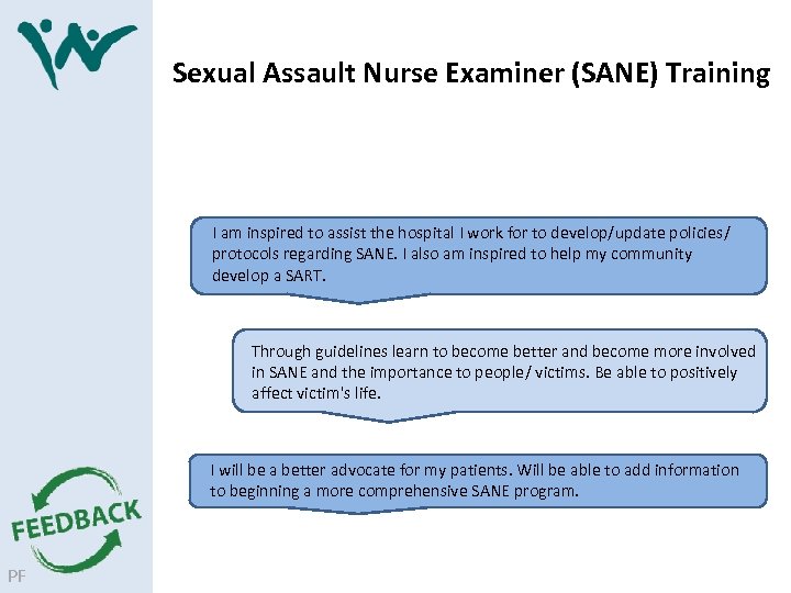 Sexual Assault Nurse Examiner (SANE) Training I am inspired to assist the hospital I