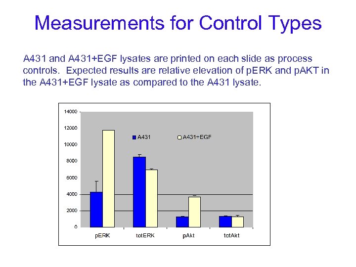 Measurements for Control Types A 431 and A 431+EGF lysates are printed on each