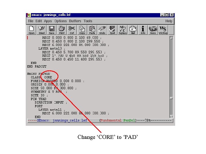 Change ‘CORE’ to ‘PAD’ 