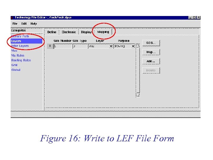 Figure 16: Write to LEF File Form 