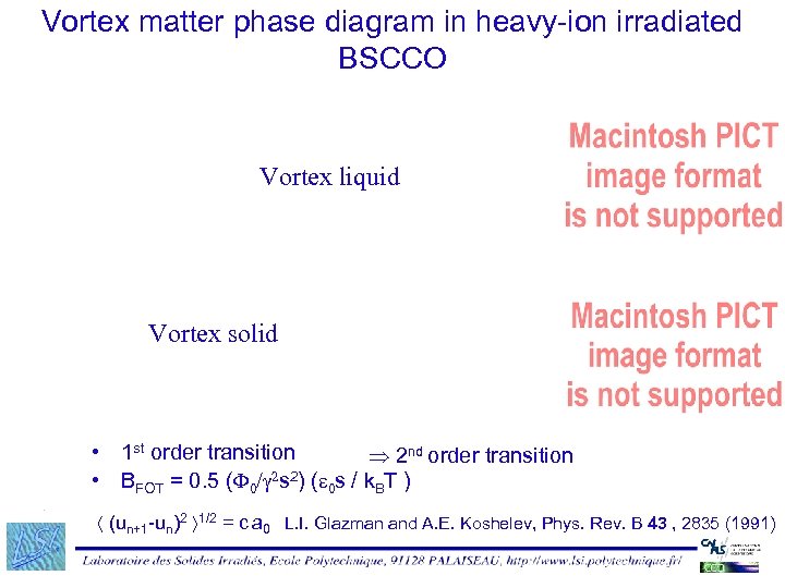 Vortex matter phase diagram in heavy-ion irradiated BSCCO Vortex liquid Vortex solid • 1