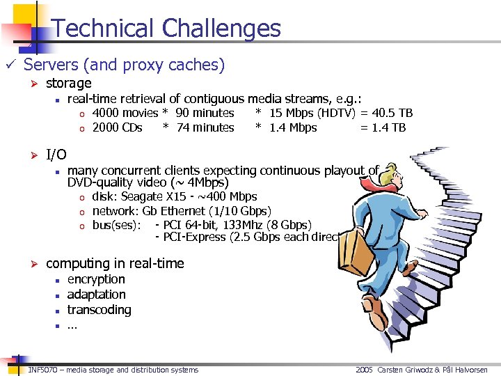 Technical Challenges ü Servers (and proxy caches) Ø storage n real-time retrieval of contiguous