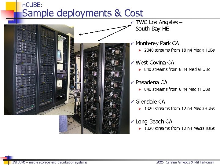 n. CUBE: Sample deployments & Cost ü TWC Los Angeles – South Bay HE