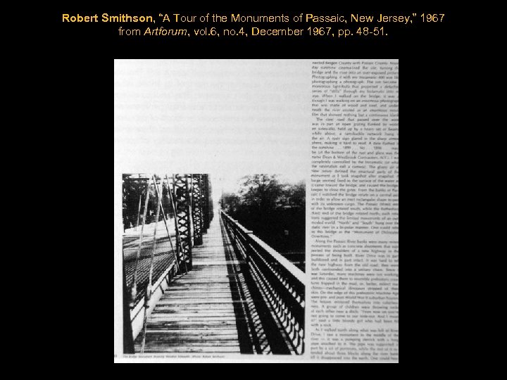 Robert Smithson, “A Tour of the Monuments of Passaic, New Jersey, ” 1967 from