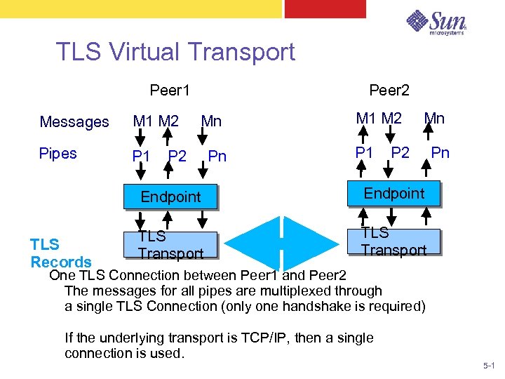 TLS Virtual Transport Peer 2 Peer 1 Messages M 1 M 2 Pipes P