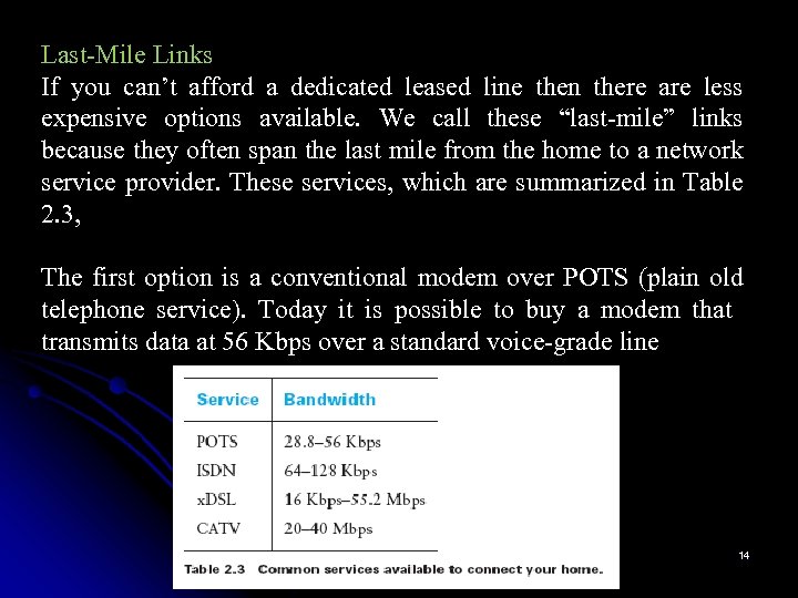 Last-Mile Links If you can’t afford a dedicated leased line then there are less