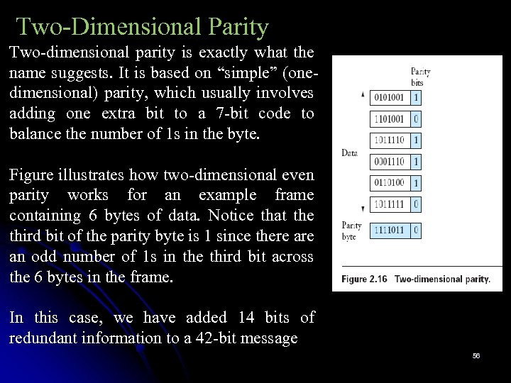  Two-Dimensional Parity Two-dimensional parity is exactly what the name suggests. It is based
