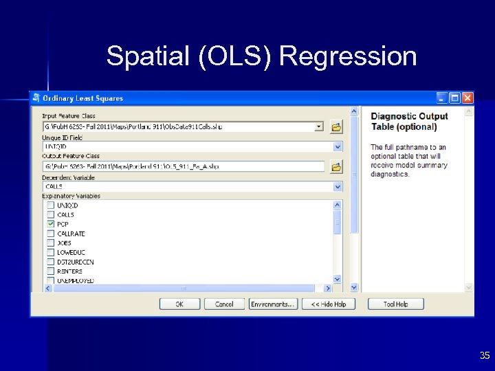 Spatial (OLS) Regression 35 