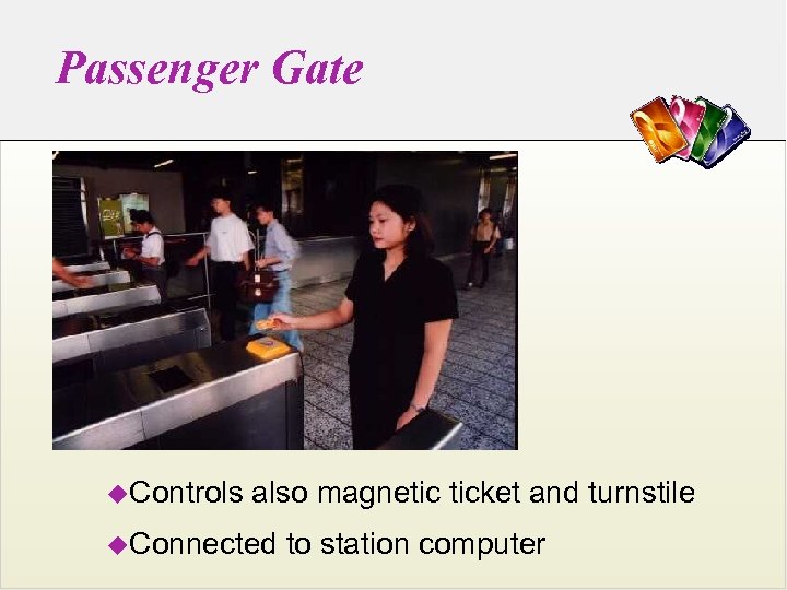 Passenger Gate u. Controls also magnetic ticket and turnstile u. Connected to station computer