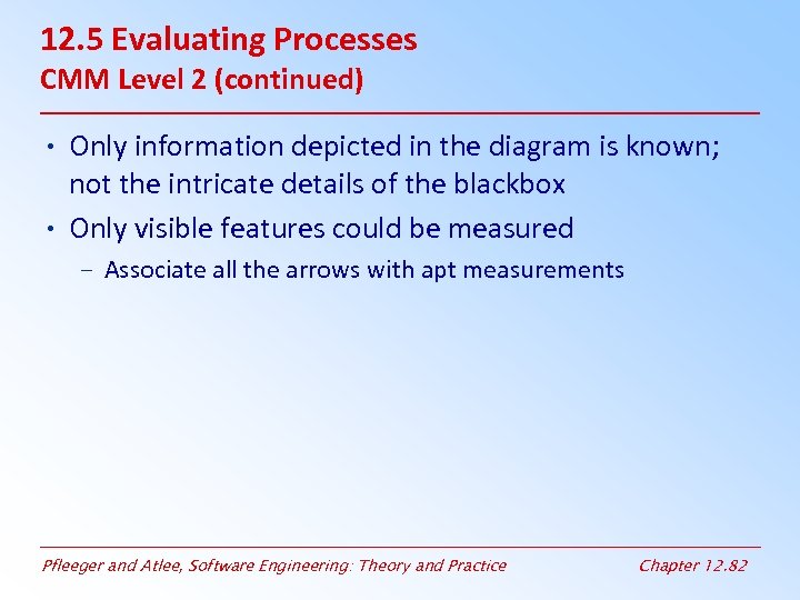 12. 5 Evaluating Processes CMM Level 2 (continued) • Only information depicted in the