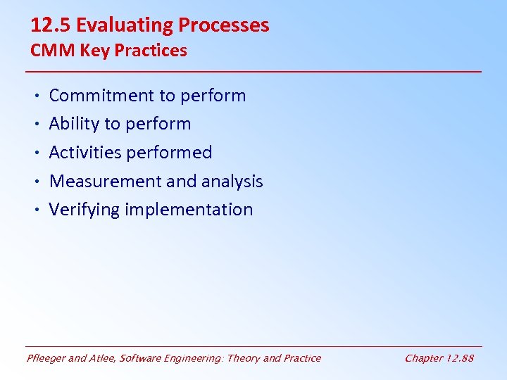 12. 5 Evaluating Processes CMM Key Practices • Commitment to perform • Ability to