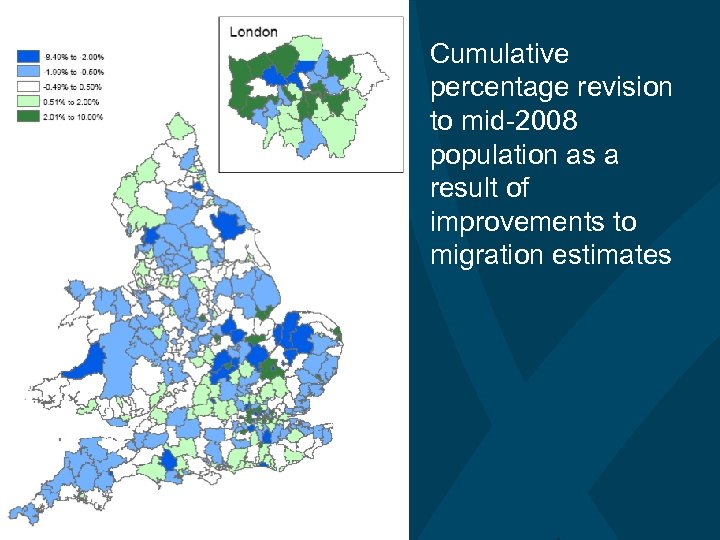 Cumulative percentage revision to mid-2008 population as a result of improvements to migration estimates
