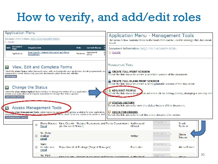 How to verify, and add/edit roles 30 