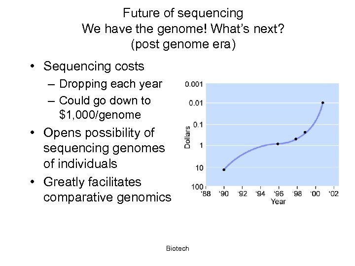 Future of sequencing We have the genome! What’s next? (post genome era) • Sequencing