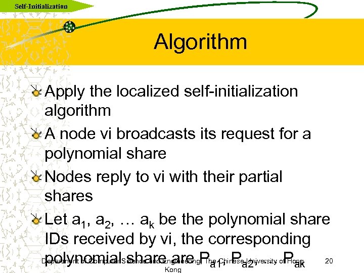 Self-Initialization Algorithm Apply the localized self-initialization algorithm A node vi broadcasts its request for