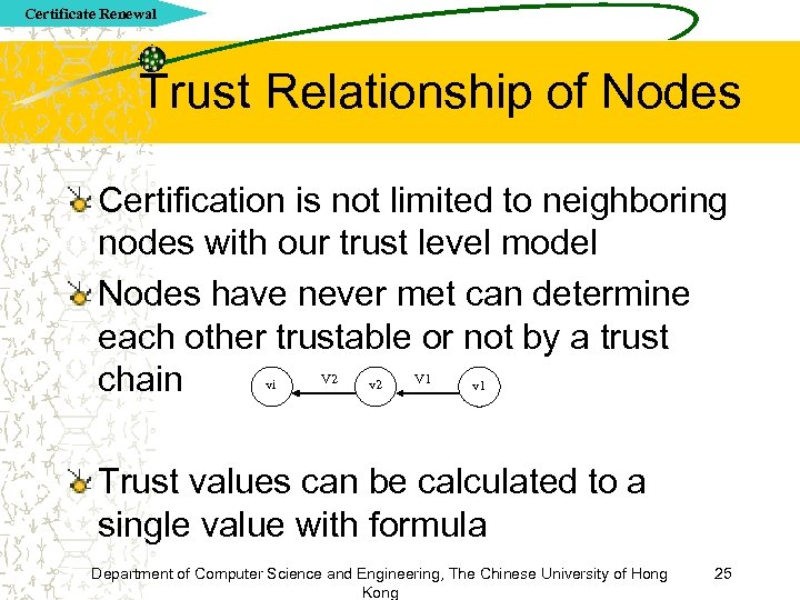 Certificate Renewal Trust Relationship of Nodes Certification is not limited to neighboring nodes with