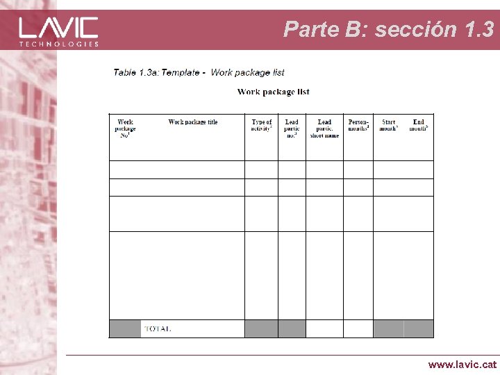 Parte B: sección 1. 3 www. lavic. cat 