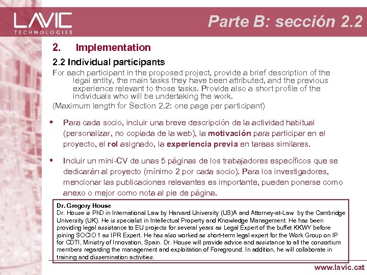 Parte B: sección 2. 2 2. Implementation 2. 2 Individual participants For each participant