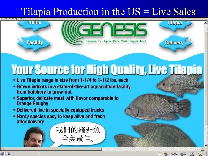 Tilapia Production in the US = Live Sales 