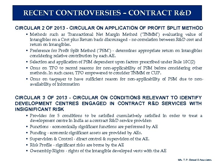 RECENT CONTROVERSIES – CONTRACT R&D CIRCULAR 2 OF 2013 - CIRCULAR ON APPLICATION OF