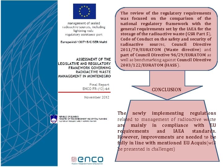 The review of the regulatory requirements was focused on the comparison of the national