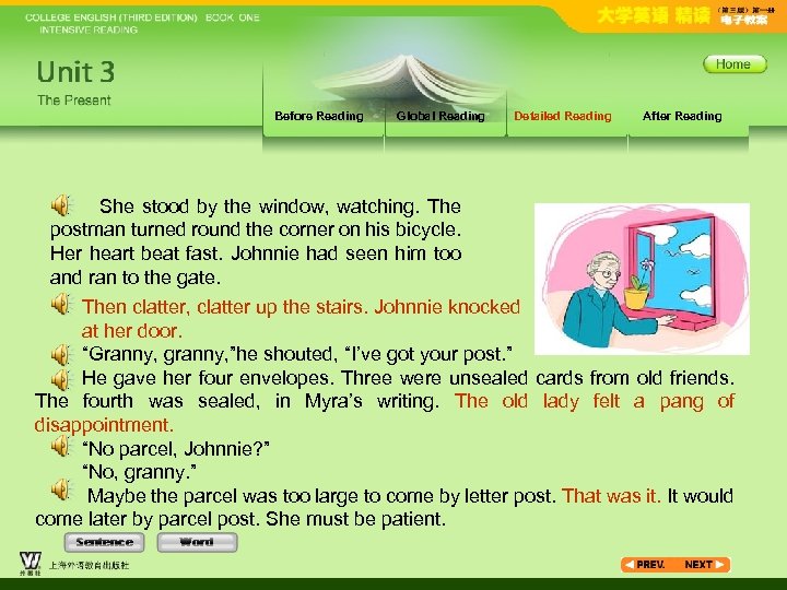 Before Reading Global Reading Detailed Reading After Reading She stood by the window, watching.