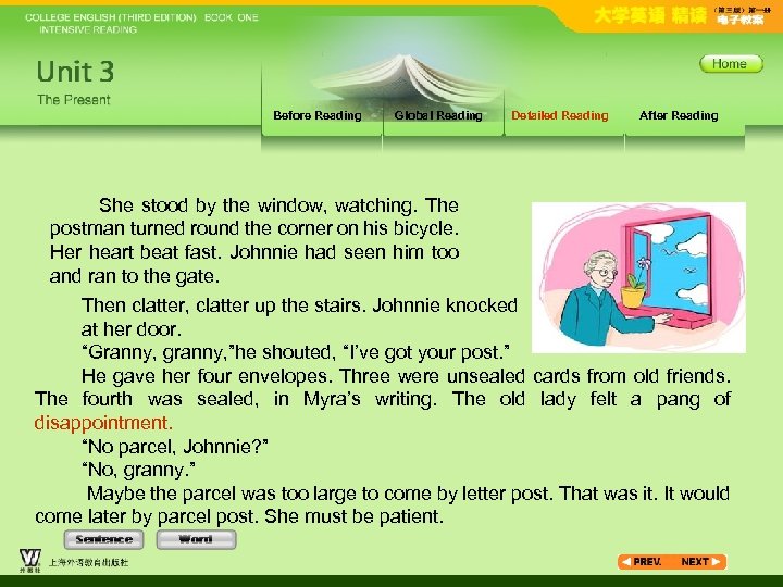 Before Reading Global Reading Detailed Reading After Reading She stood by the window, watching.