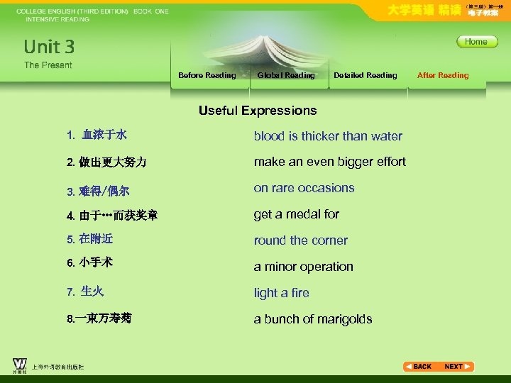 Before Reading Global Reading Detailed Reading Useful Expressions 1. 血浓于水 blood is thicker than