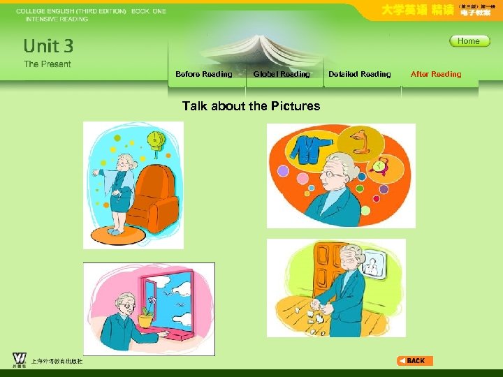 Before Reading Global Reading Talk about the Pictures Detailed Reading After Reading 