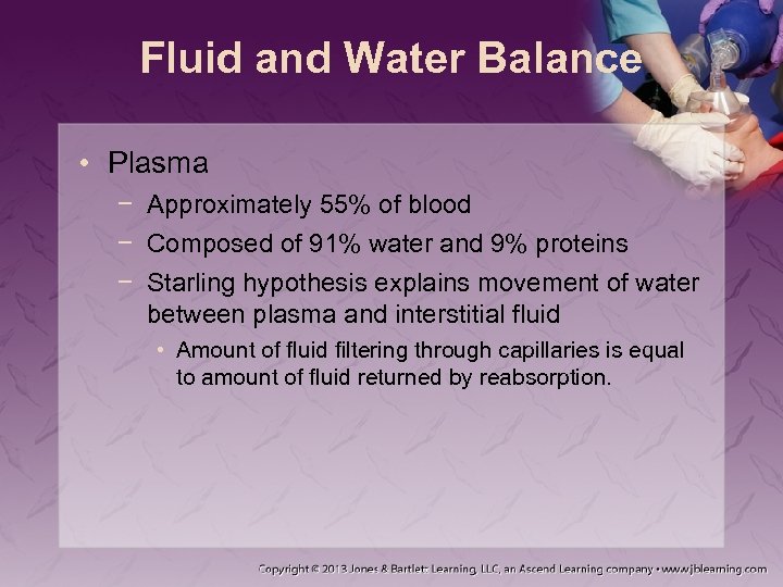 Fluid and Water Balance • Plasma − Approximately 55% of blood − Composed of