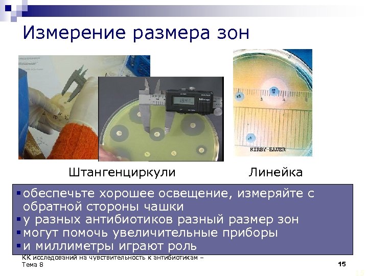 Измерение размера зон Штангенциркули Линейка § обеспечьте хорошее освещение, измеряйте с обратной стороны чашки