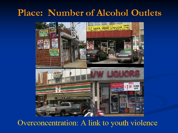 Place: Number of Alcohol Outlets Overconcentration: A link to youth violence 