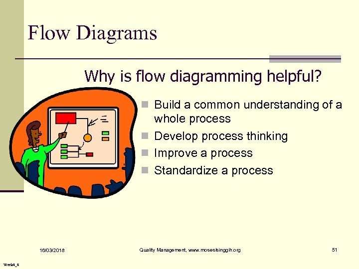 Flow Diagrams Why is flow diagramming helpful? n Build a common understanding of a