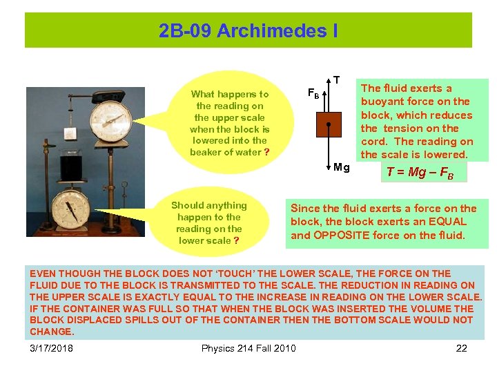 2 B-09 Archimedes I T FB What happens to the reading on the upper