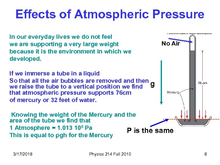 Effects of Atmospheric Pressure In our everyday lives we do not feel we are