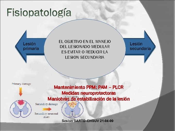 EL OBJETIVO EN EL MANEJO DEL LESIONADO MEDULAR ES EVITAR O REDUCIR LA LESION