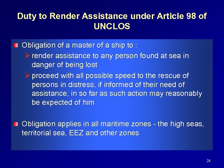 Duty to Render Assistance under Article 98 of UNCLOS Obligation of a master of