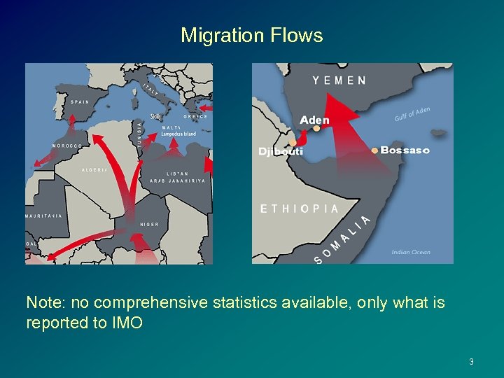 Migration Flows Note: no comprehensive statistics available, only what is reported to IMO 3