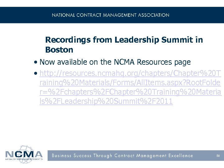 Recordings from Leadership Summit in Boston • Now available on the NCMA Resources page